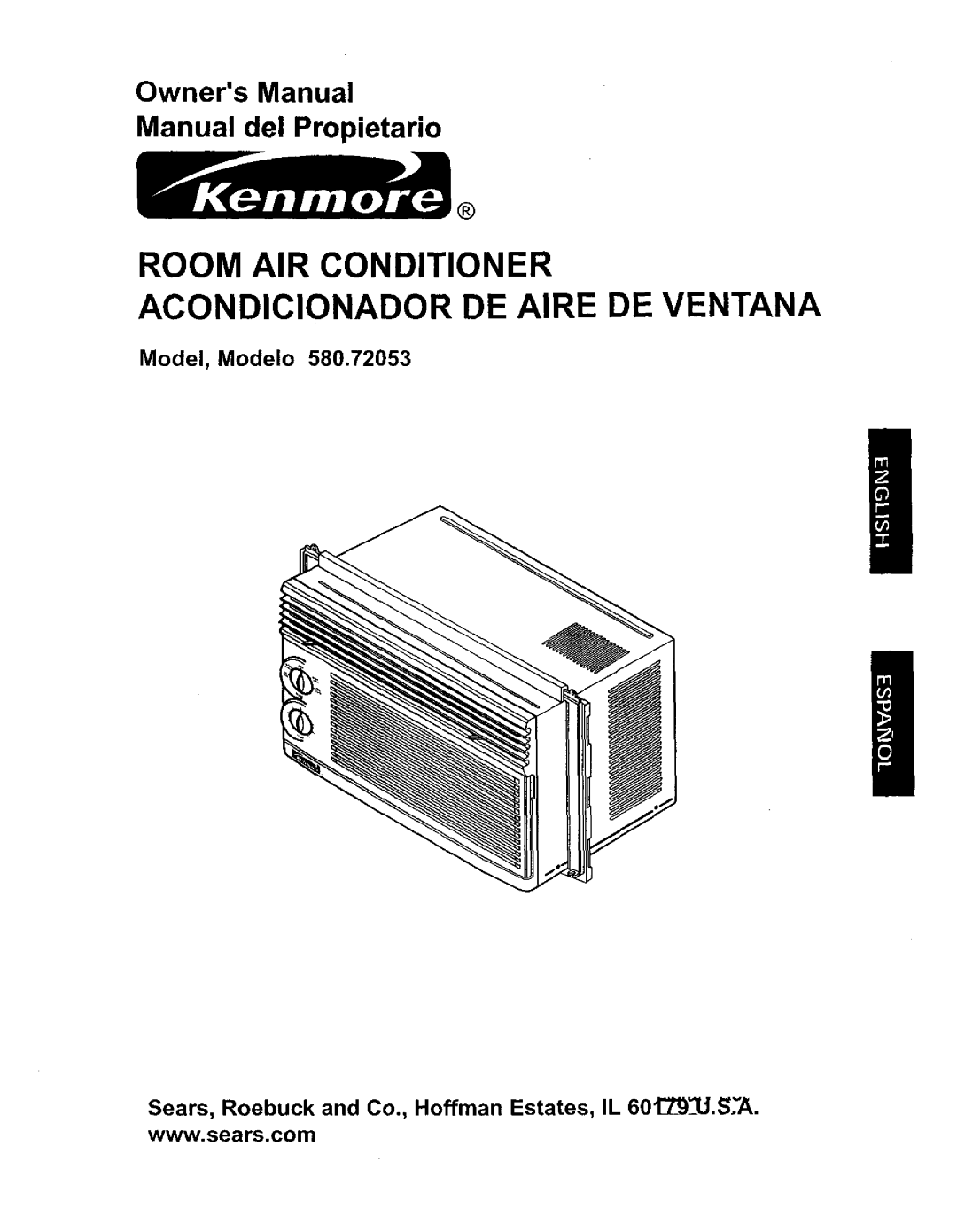 Kenmore 580.72053 owner manual Room AIR Conditioner 