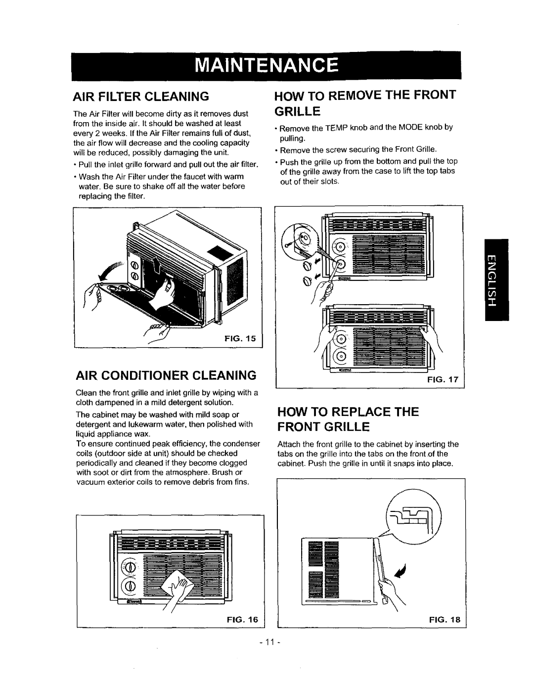 Kenmore 580.72053 owner manual AIR Filter Cleaning, AIR Conditioner Cleaning, HOW to Replace 