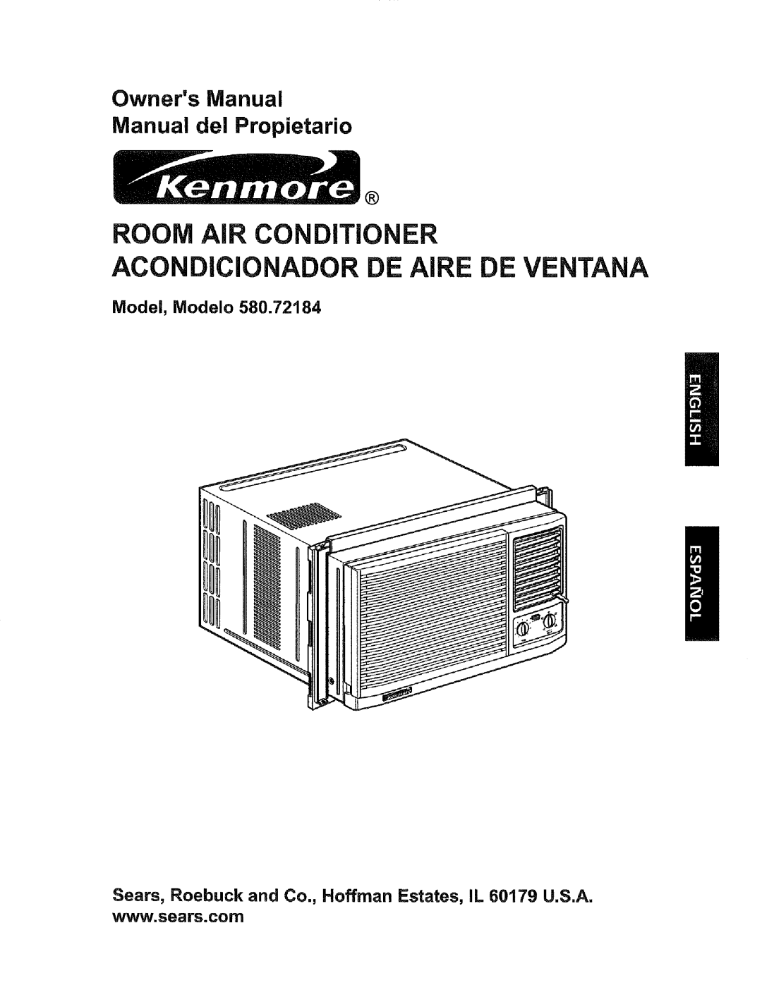 Kenmore 580.72184 owner manual Model, Modelo, Acondicionador De Aire De Ventana, ROOM AiR CONDITIONER 