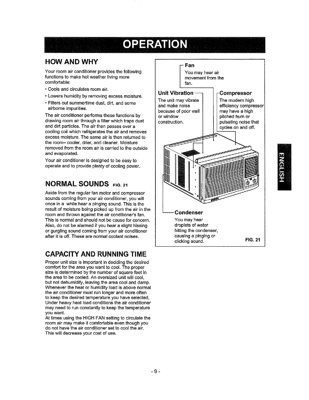 Kenmore 580.72184 owner manual How And Why, Capacity And Running Time, NORMAL SOUNDS FiG21 