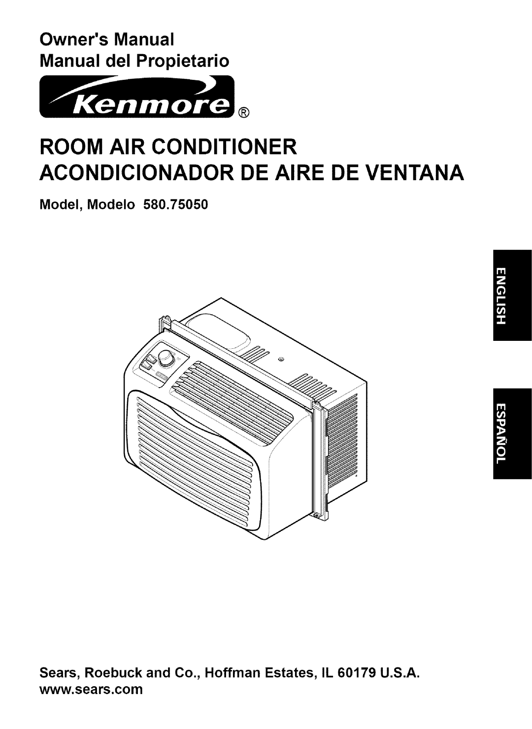 Kenmore 580.75050 owner manual Room AIR Conditioner Acondicionador DE Aire DE Ventana 