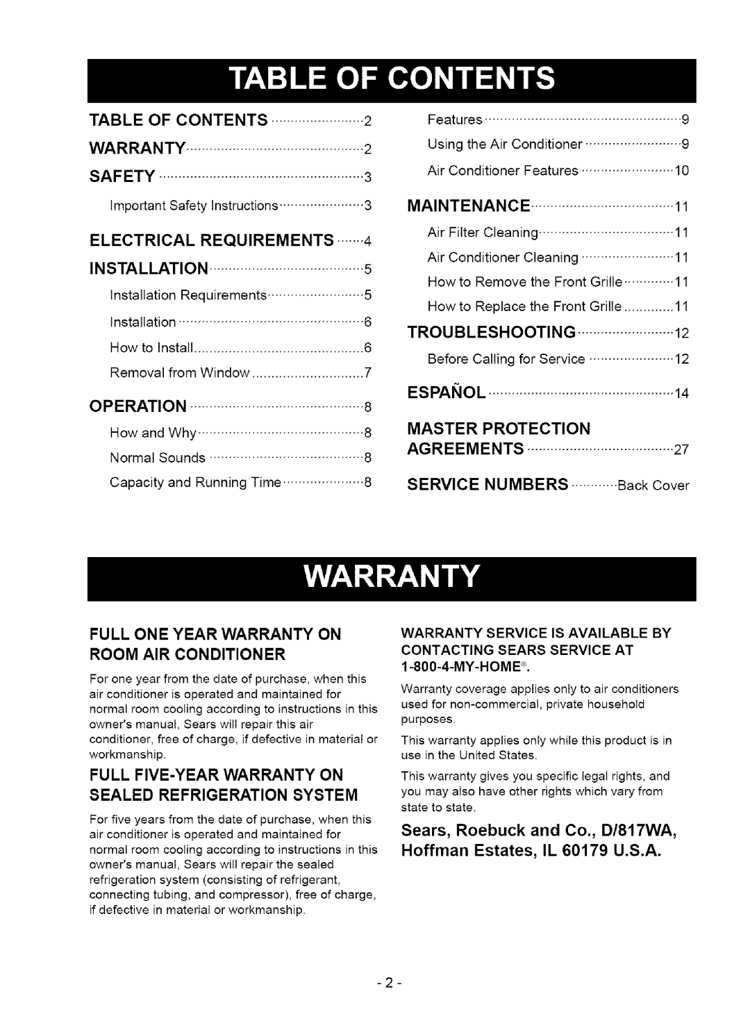 Kenmore 580.75050 owner manual Maintenance, Numbers 