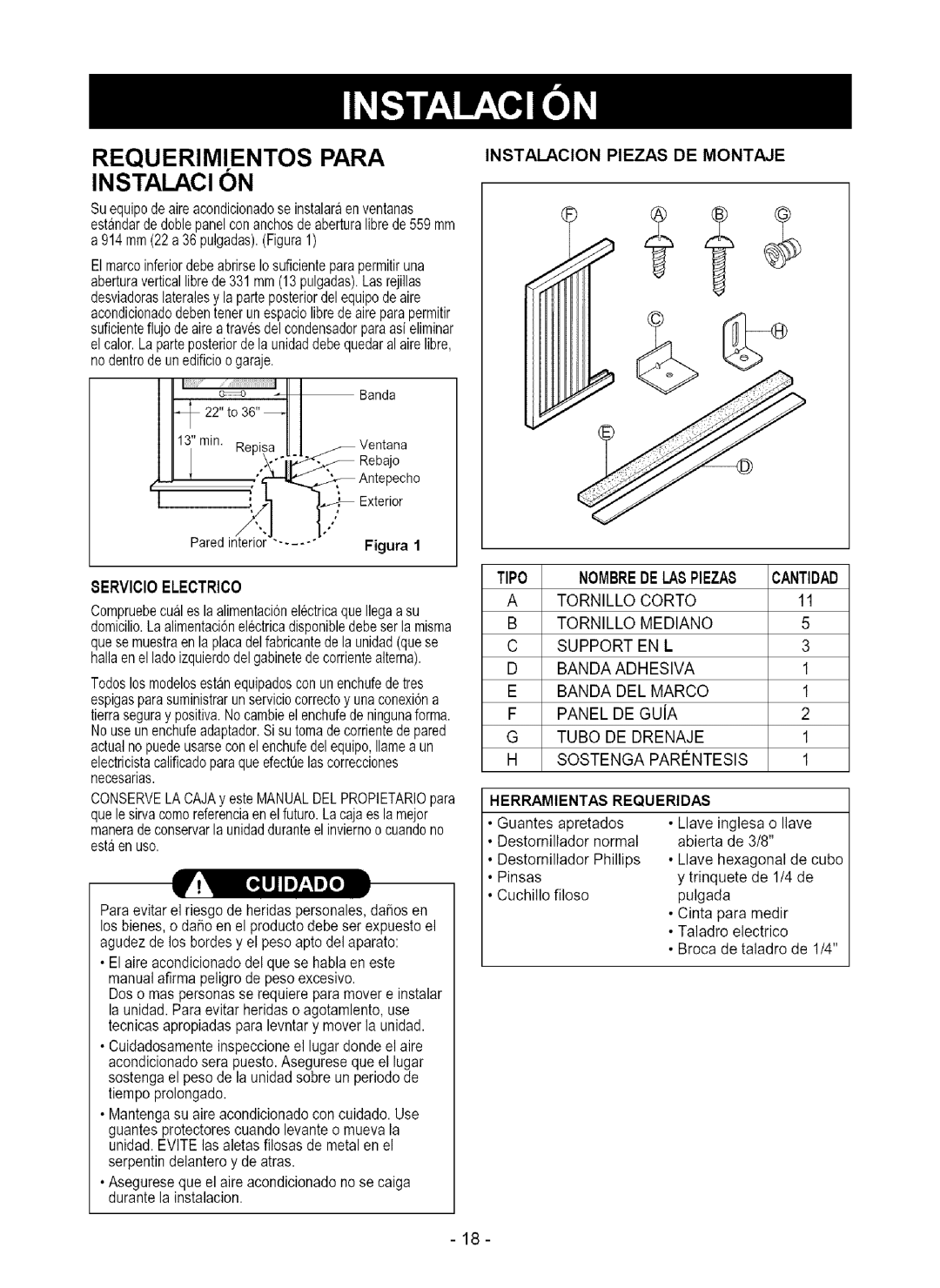 Kenmore 580.75080 Requerimientos Para Instalaci on, 8ERVICIOELECTRICO, Panel DE GUiA, Tubo DE Drenaje Sostenga PAR¢NTESIS 