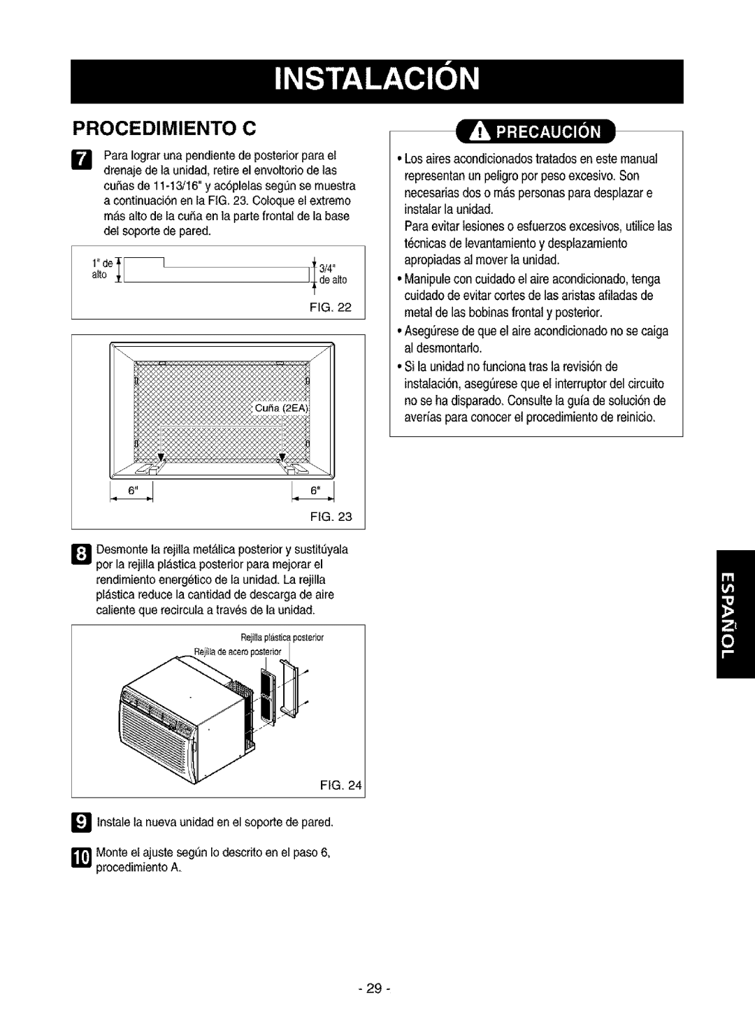 Kenmore 580.75116, 580.75135, 580.75085 owner manual Asegeresedequeel aireaeondicionadonose caiga al desmontarlo, Deao 