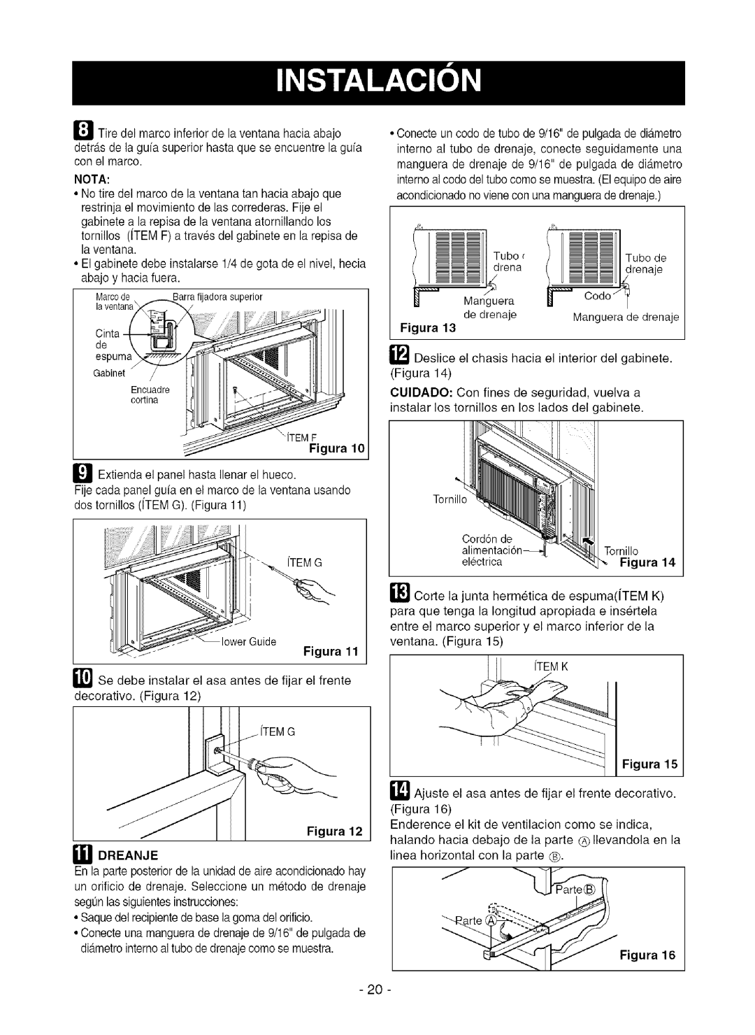 Kenmore 580.75281 owner manual Nota, Idreanje 