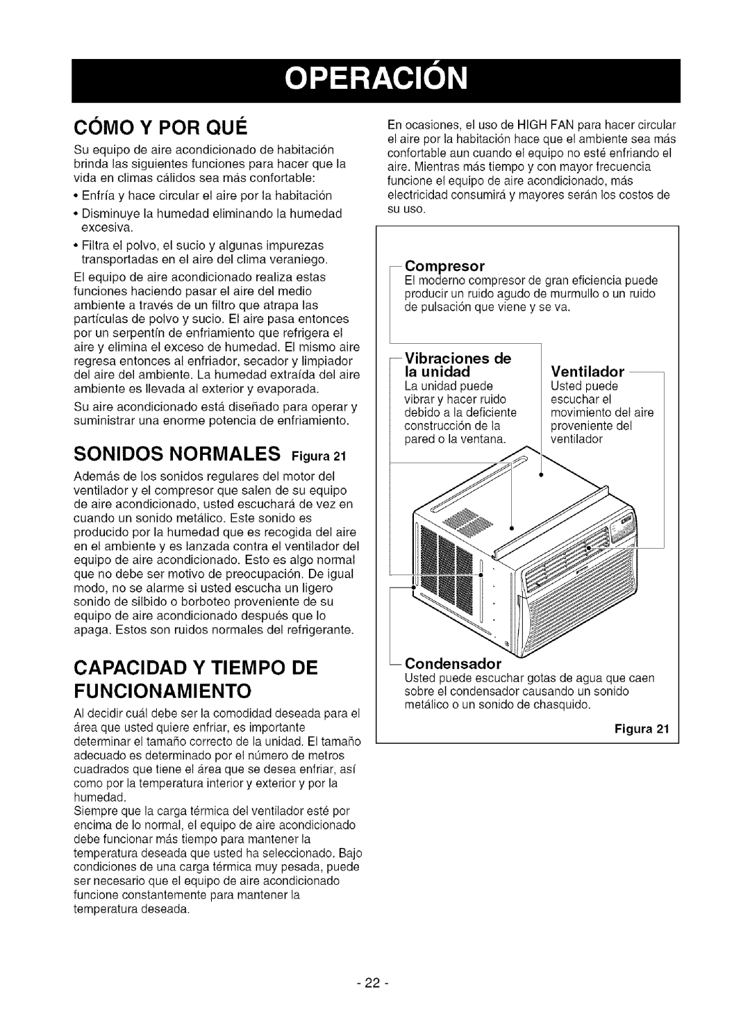 Kenmore 580.75281 owner manual Como Y POR QUI, Capacidad Y Tiempo DE Funcionamiento 