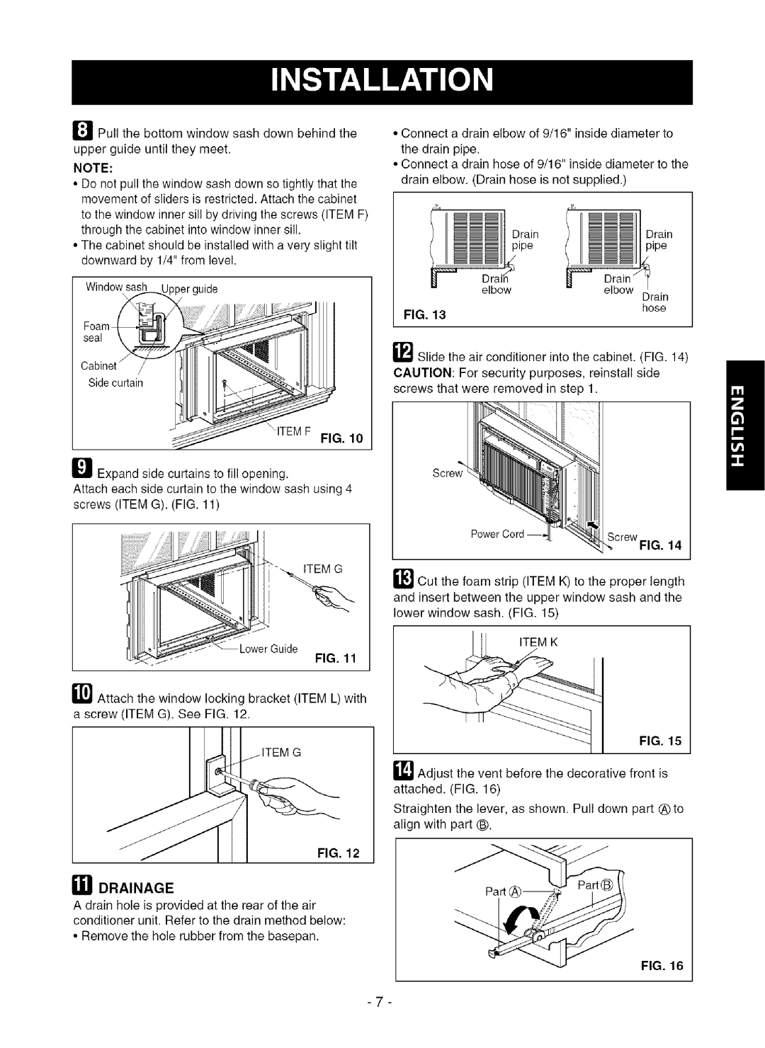 Kenmore 580.75281 owner manual Ill Drainage, Itemf 