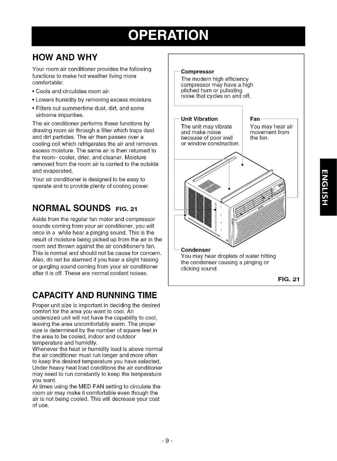 Kenmore 580.75281 owner manual HOW and WHY, Normal Sounds, Capacity and Running Time, Compressor, Unit Vibration 