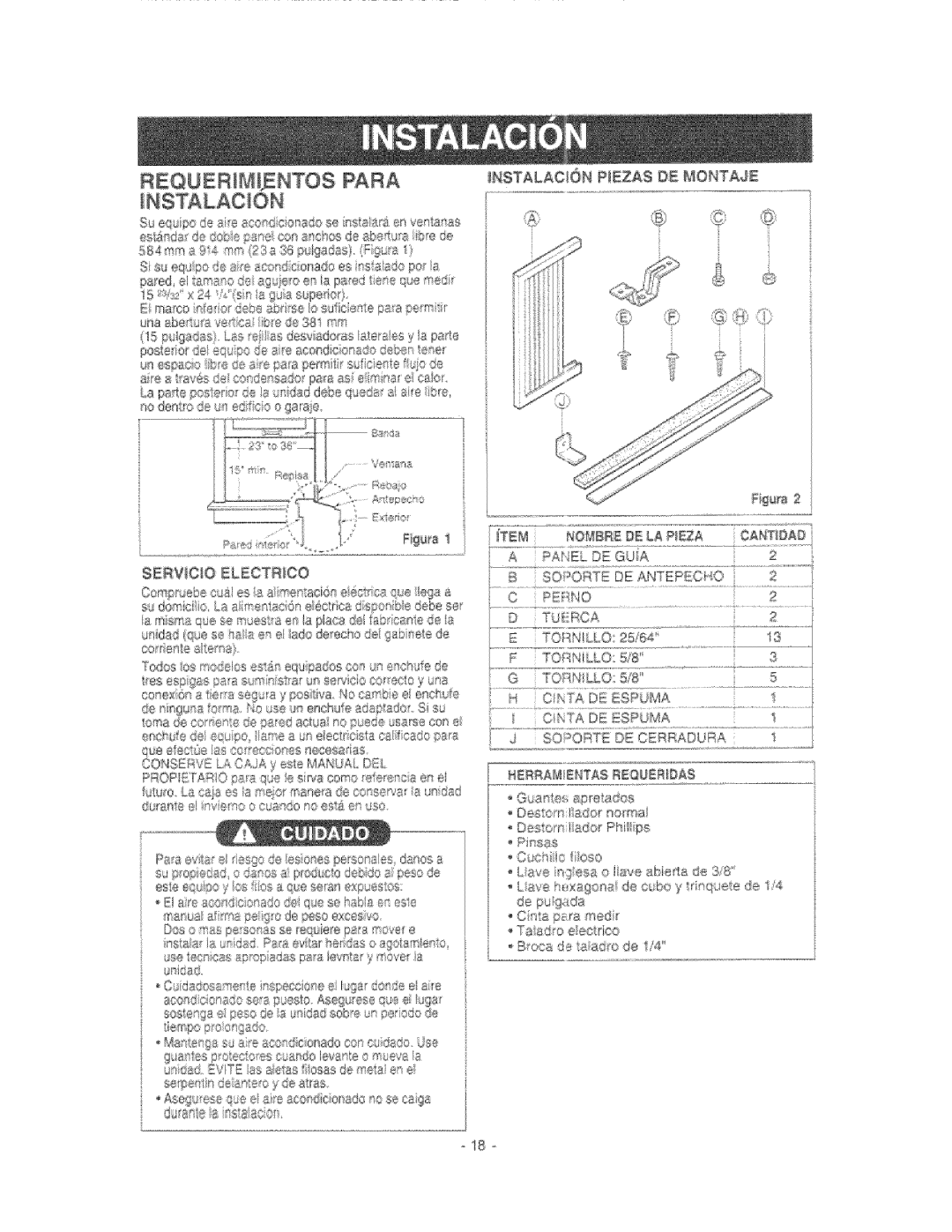 Kenmore 580.76081 manual REQUERM!ENTOS Para, NeTALACt@N Pezas DE MONTAJ8, Serwc O Electrco 