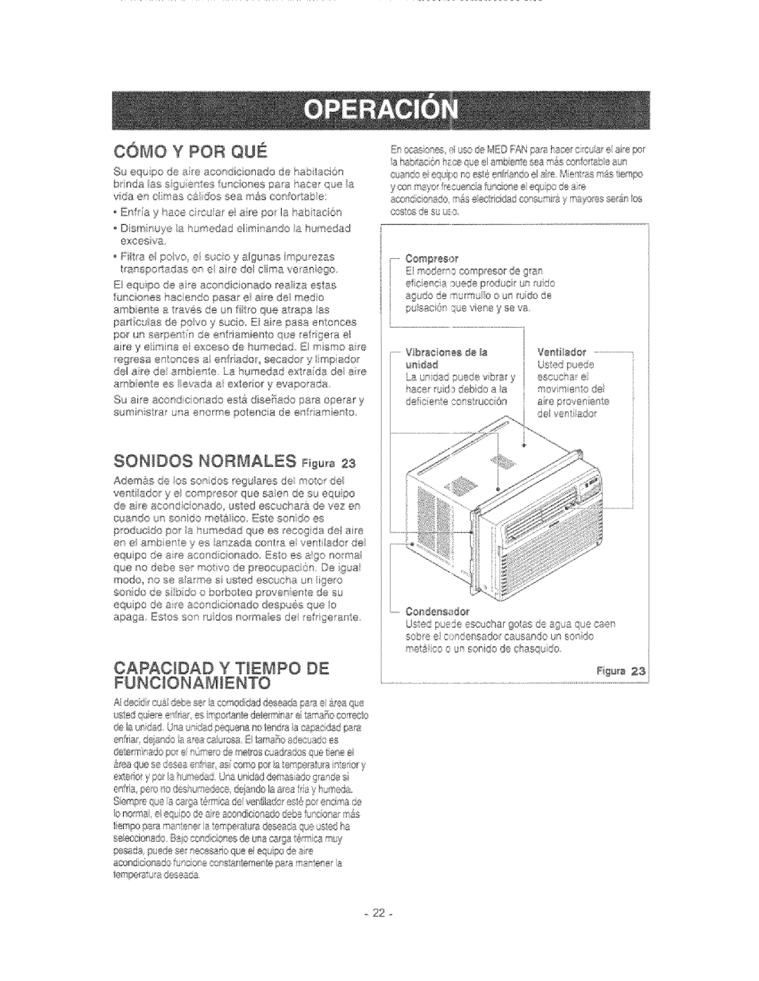 Kenmore 580.76081 manual Sonidos Normales g,ua£s, Capacdad Y Tiempo DE, FUNC!ONAMiENTO 