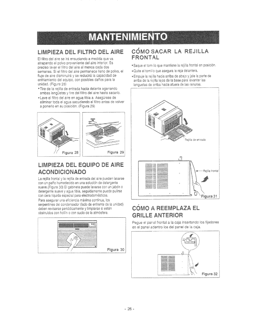 Kenmore 580.76081 manual Limpeza DEL FiLTRO DEL are Cmosacar LA Rejilla, Umpjeza DEL Equpo DE AiRE, Acond@Onado 