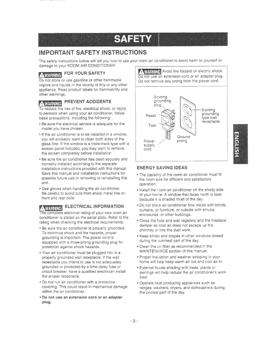 Kenmore 580.76081 manual For Your Safety, Energy Saving Ideas 