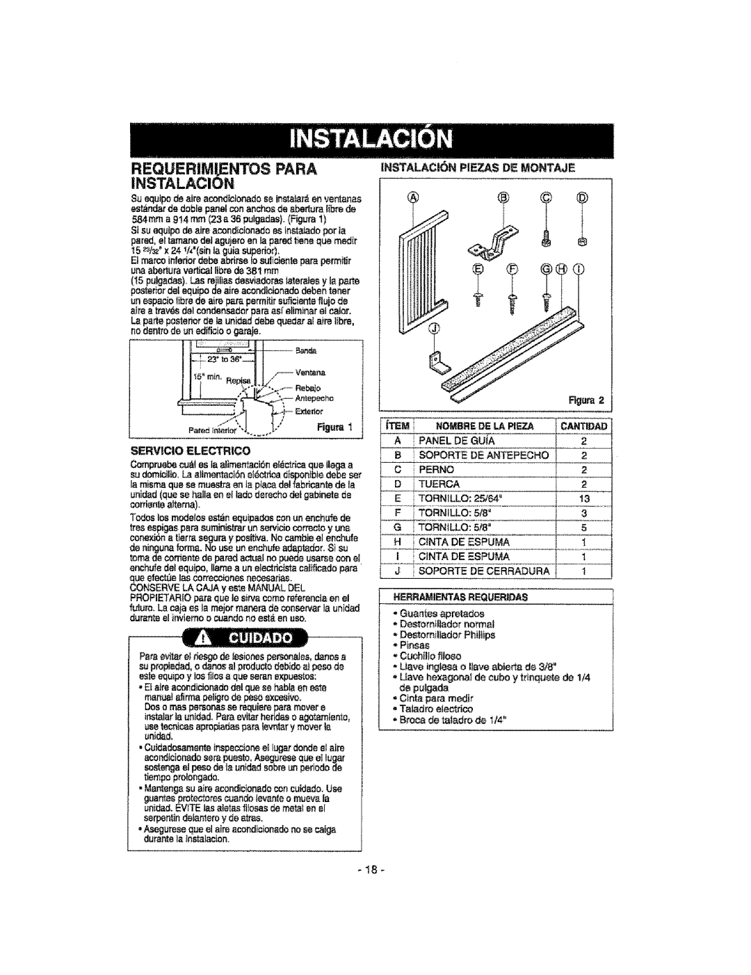 Kenmore 580.76100, 580.76t 00 manual REQUERIMI.ENTOS Para, Instalacin Piezas D Montaje 