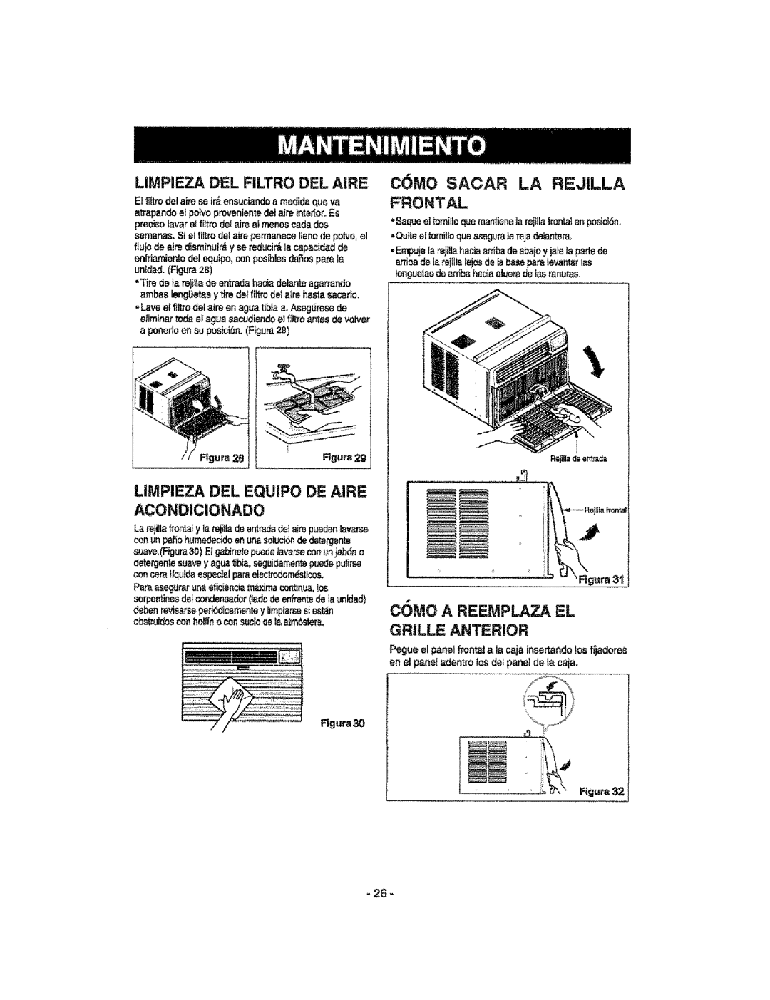 Kenmore 580.76100 Limpieza DEL Filtro DEL Aire, Limpieza DEL Equips DE Aire Acondicionado, COMe Sacar LA REJtLLA, FtgBta 