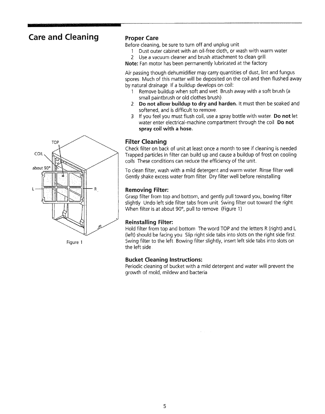 Kenmore 5751, 5840, 5830 owner manual Care and Cleaning, Filter Cleaning 