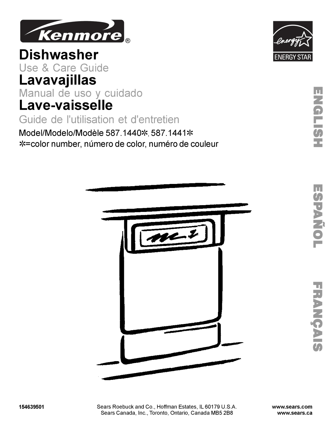 Kenmore 587.1441 manual Lave-vaisselle, 154639501 