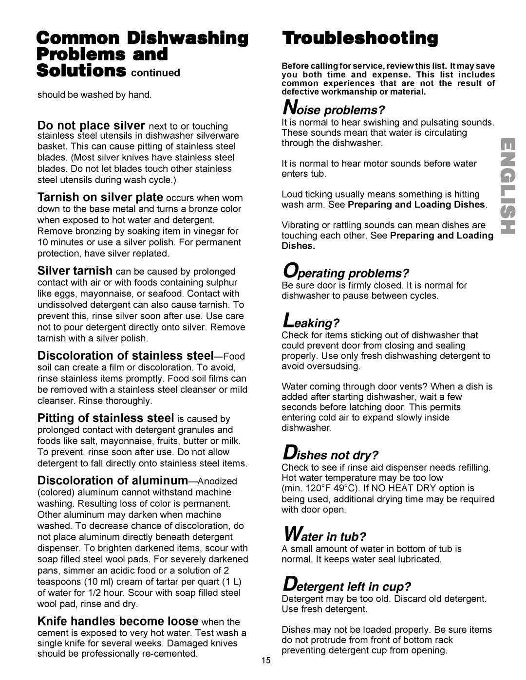 Kenmore 587.1441 manual Troubleshooting 