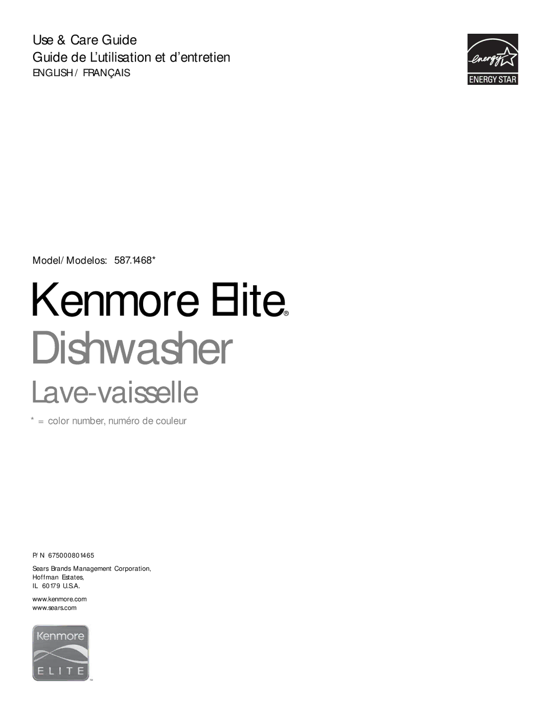 Kenmore 587.1468 manual Use & Care Guide Guide de L’utilisation et d’entretien, Model/Modelos 