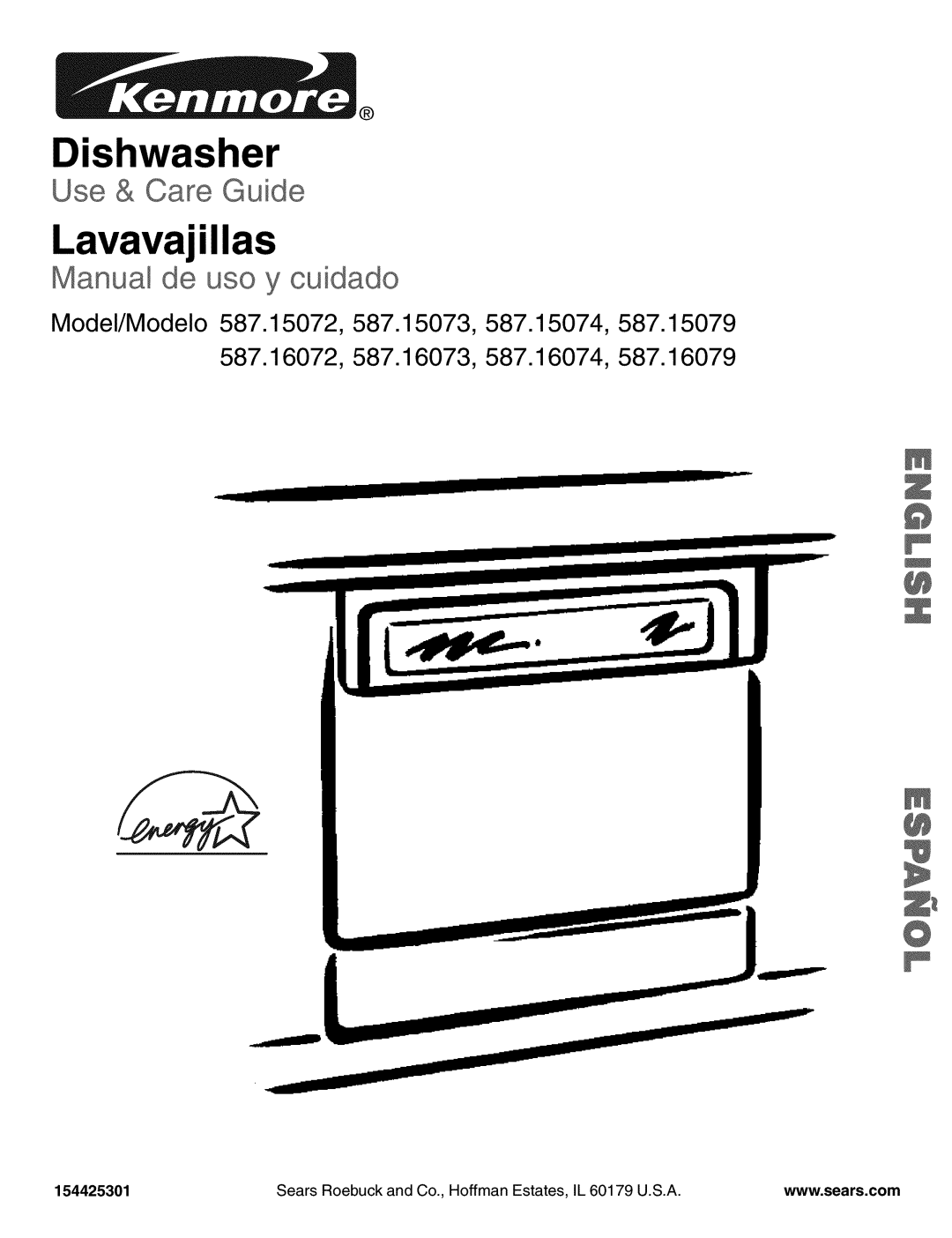 Kenmore 587.15073, 587.15074, 587.15072, 587.15079, 587.16079, 587.16072, 587.16074, 587.16073 manual Dishwasher 