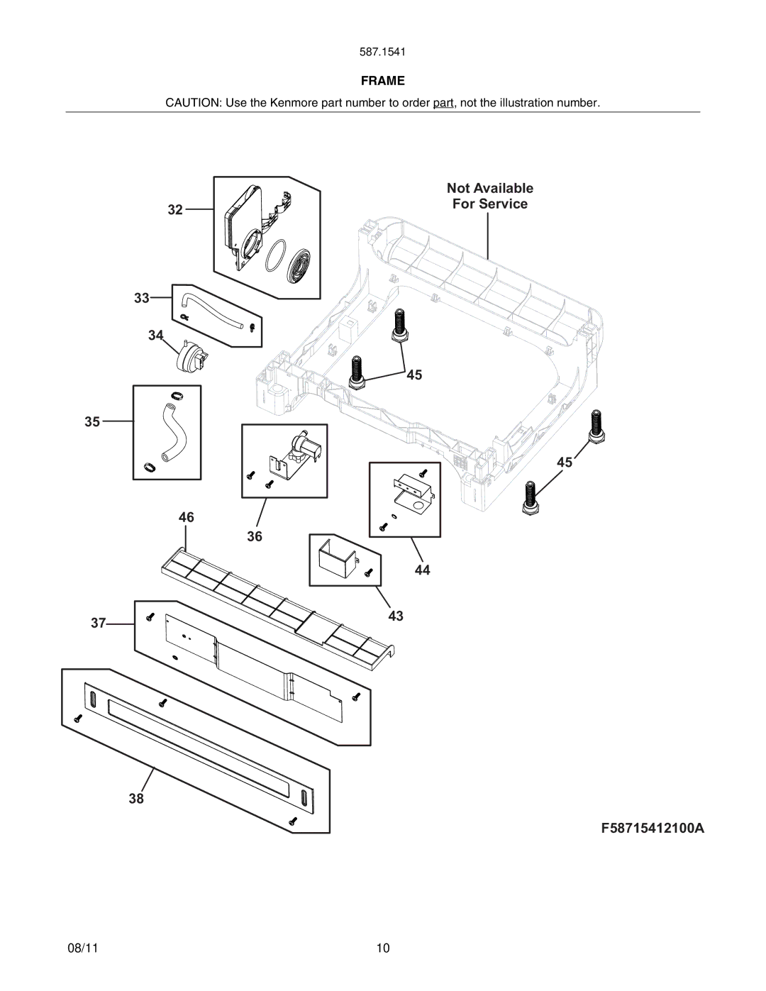 Kenmore 587.15412100A, 587.15413100A manual Not Available For Service F58715412100A 