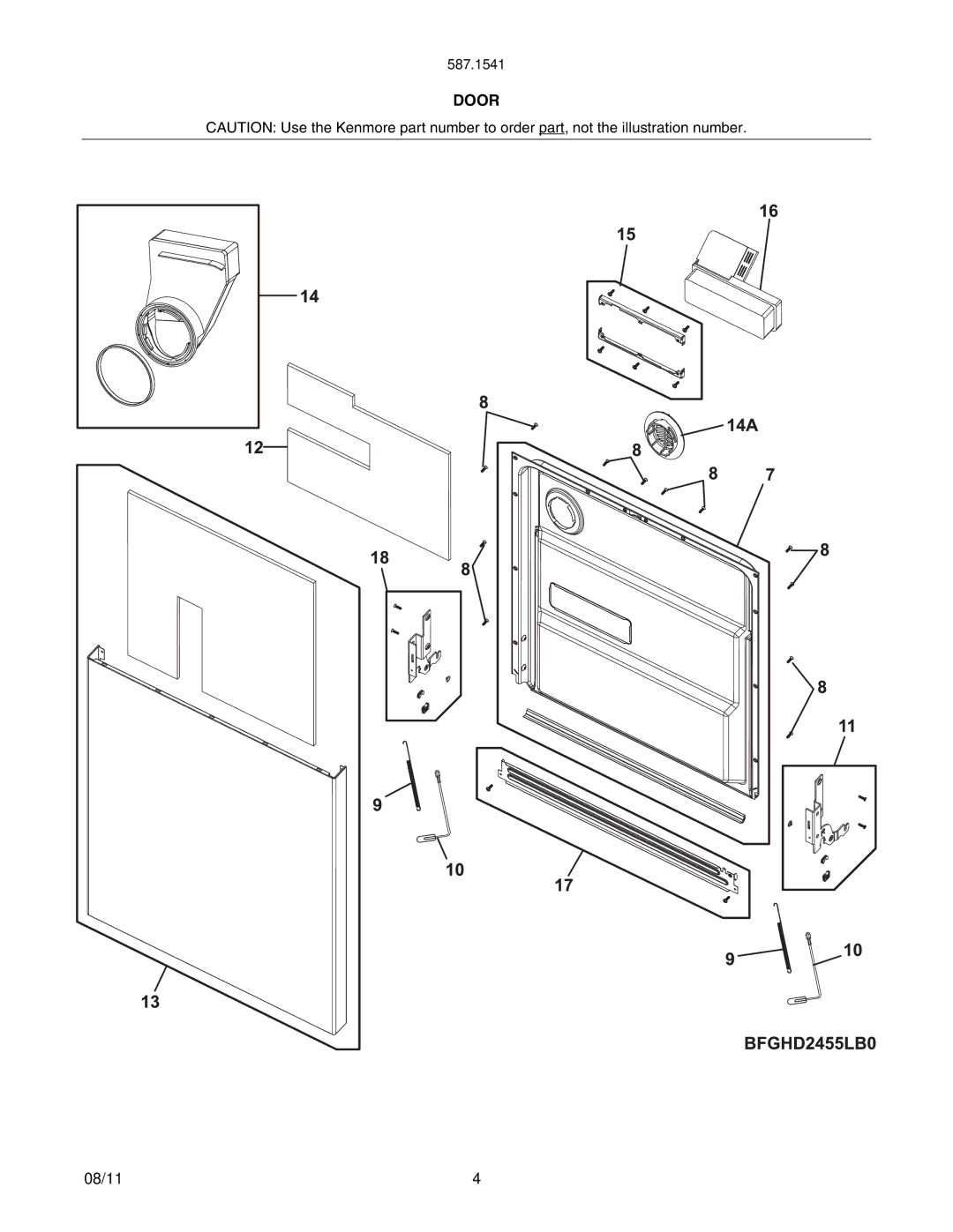 Kenmore 587.15412100A, 587.15413100A manual Door 