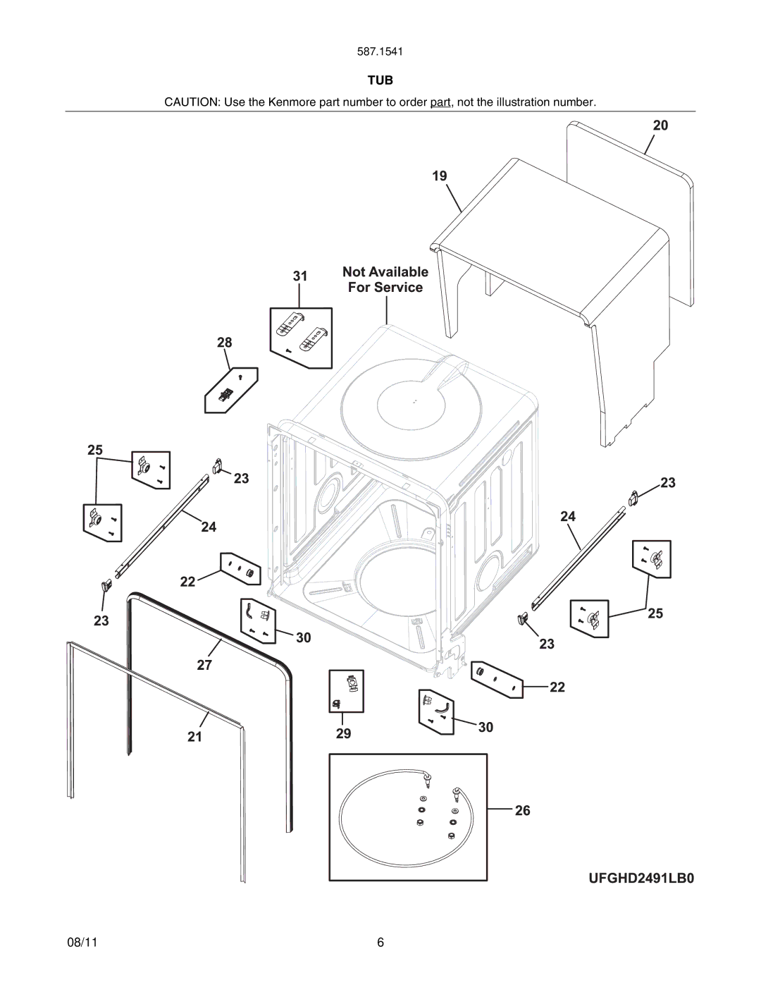 Kenmore 587.15412100A, 587.15413100A manual Tub 