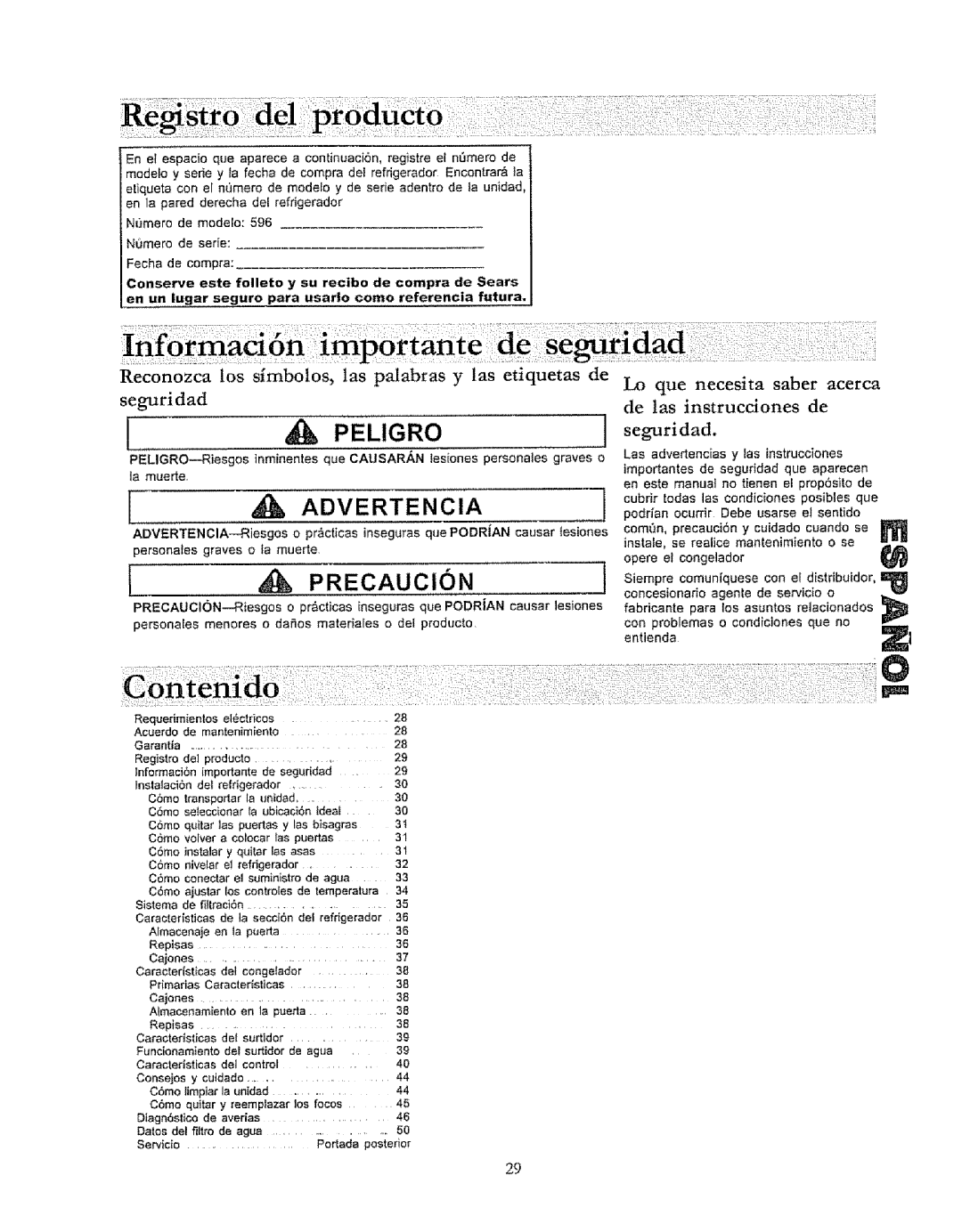 Kenmore 596.50019100 manual Reconozca los simbolos, las palabras y las etiquetas de, La puerta, Control 