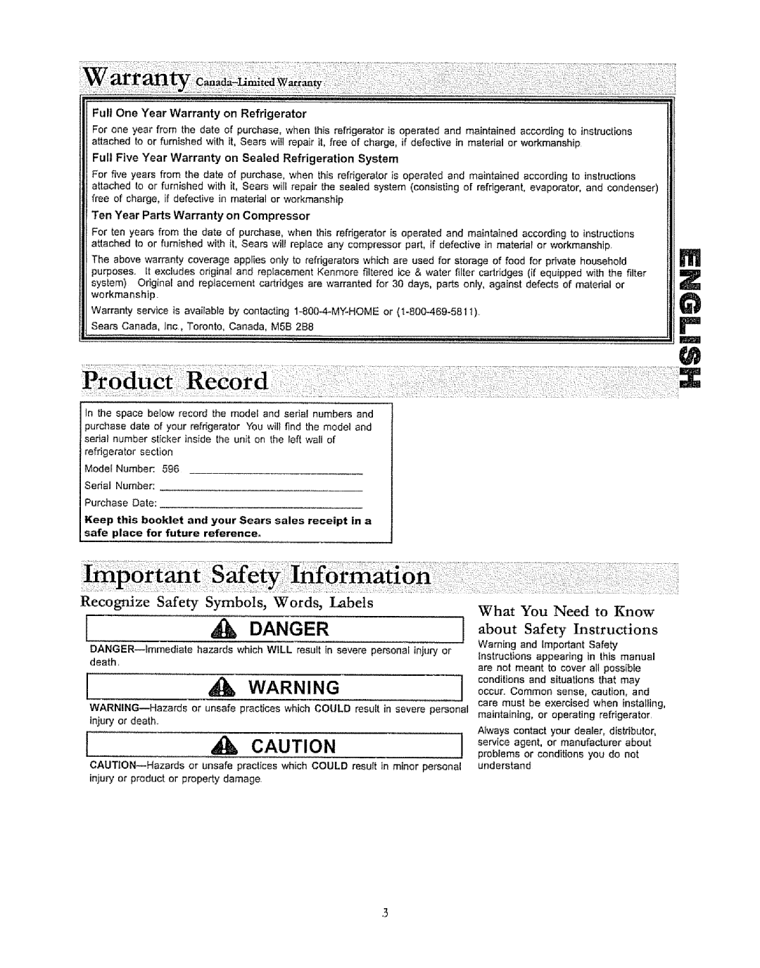 Kenmore 596.50019100 Recognize Safety Symbols, Words, Labels, About Safety Instructions, What You Need to Know, Death 