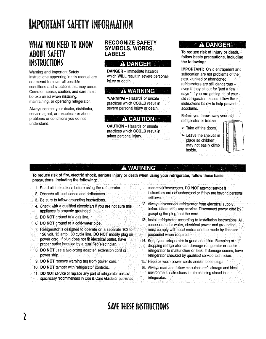 Kenmore 596.53462300 manual Aboutsafety Labels IHSTROCTiONS, SYMBOLS, Words 