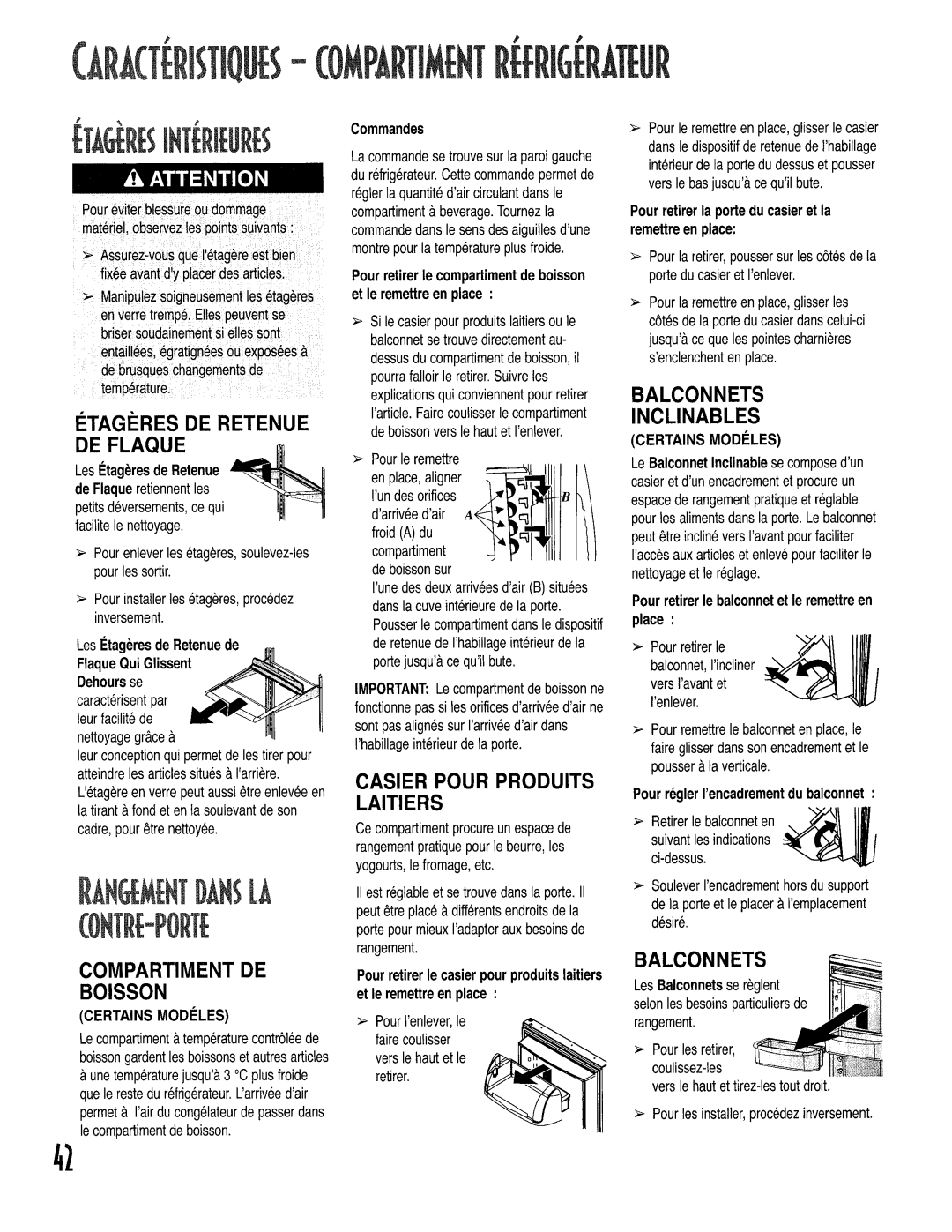 Kenmore 596.534623, 596.53463300 Etagi RES DE Retenue, DE Flaque, Casier Pour Produits Laitiers, Compartiment DE Boisson 