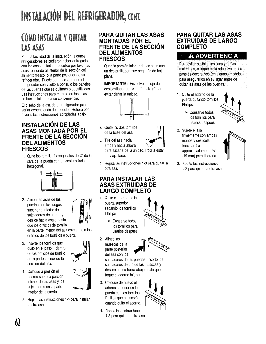 Kenmore 596.52672200 Frente DE LA Seccion DEL Alimentos, Frescos, Para Quitar LAS Asas Extruidas DE Largo Completo 