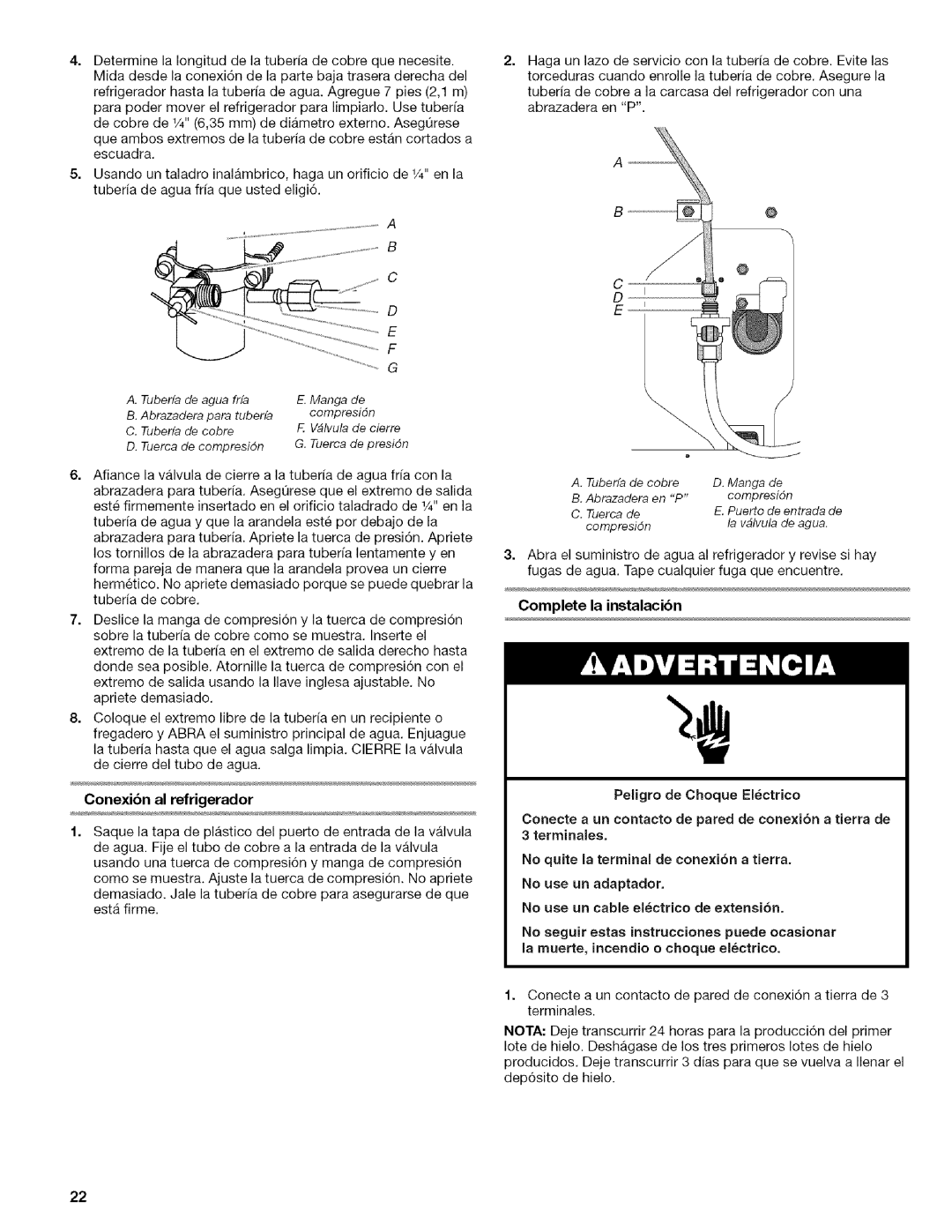 Kenmore 596.6523*403 manual Conexibn al refrigerador 