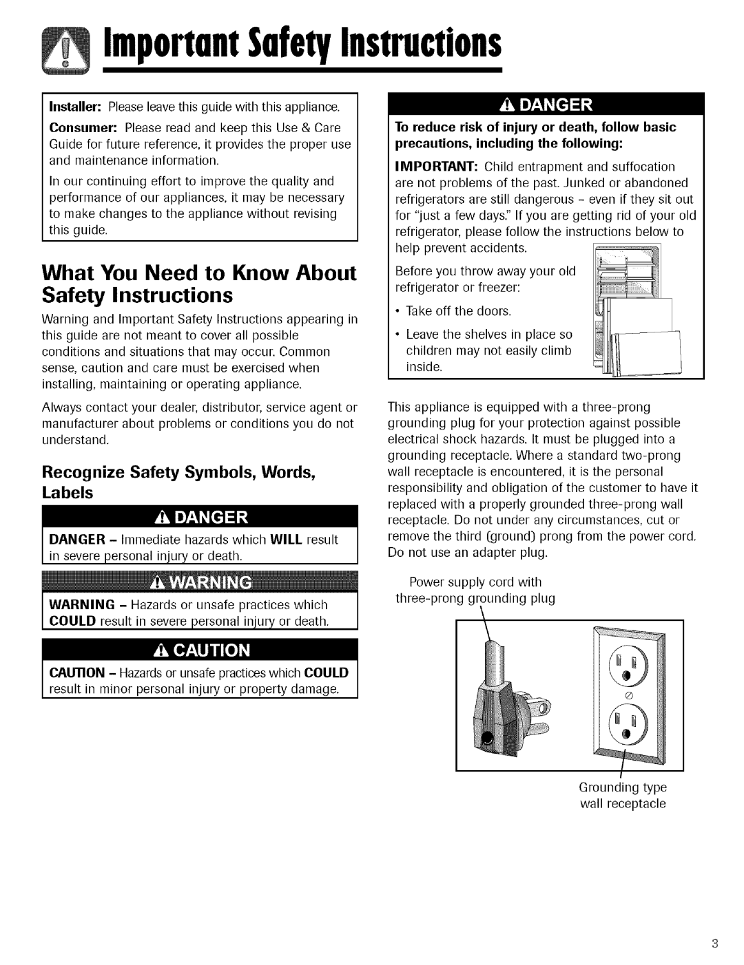 Kenmore 596.755024 manual ImportnntSnfetyInstructions, What You Need to Know About Safety Instructions 