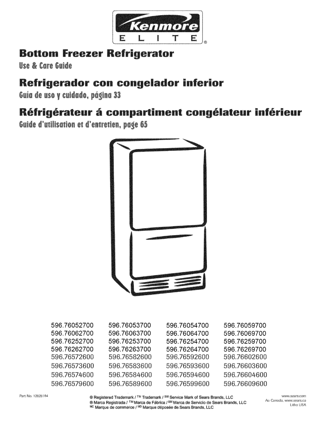 Kenmore 596.762637, 596.762647, 596.762597, 596.762537, 596.760627, 596.760697, 596.760527 manual BoHom Freezer, Use& CreGuide 