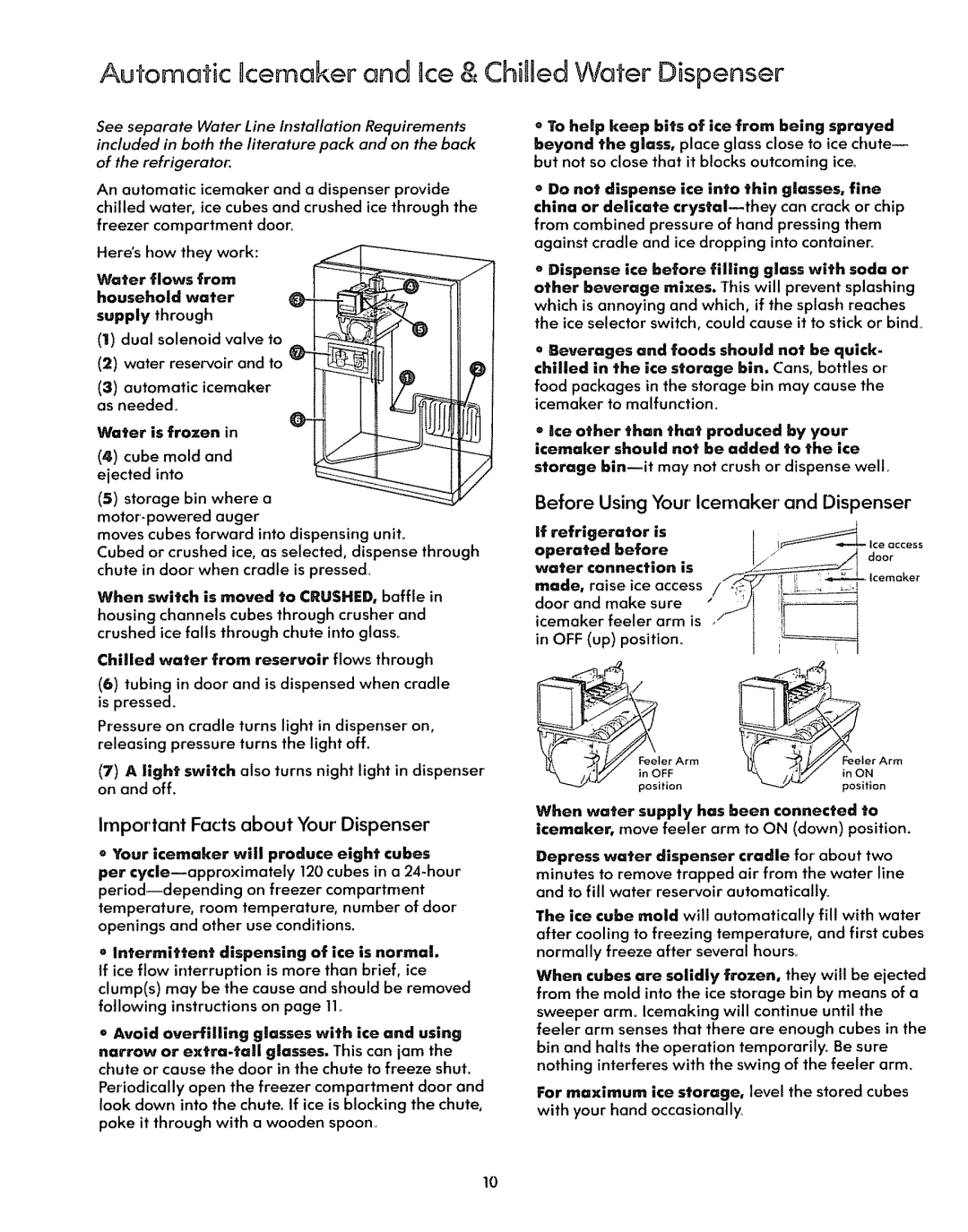 Kenmore 59778, 59771 warranty Important Facts about YourDispenser, Before Using Your Icemaker and Dis enser 