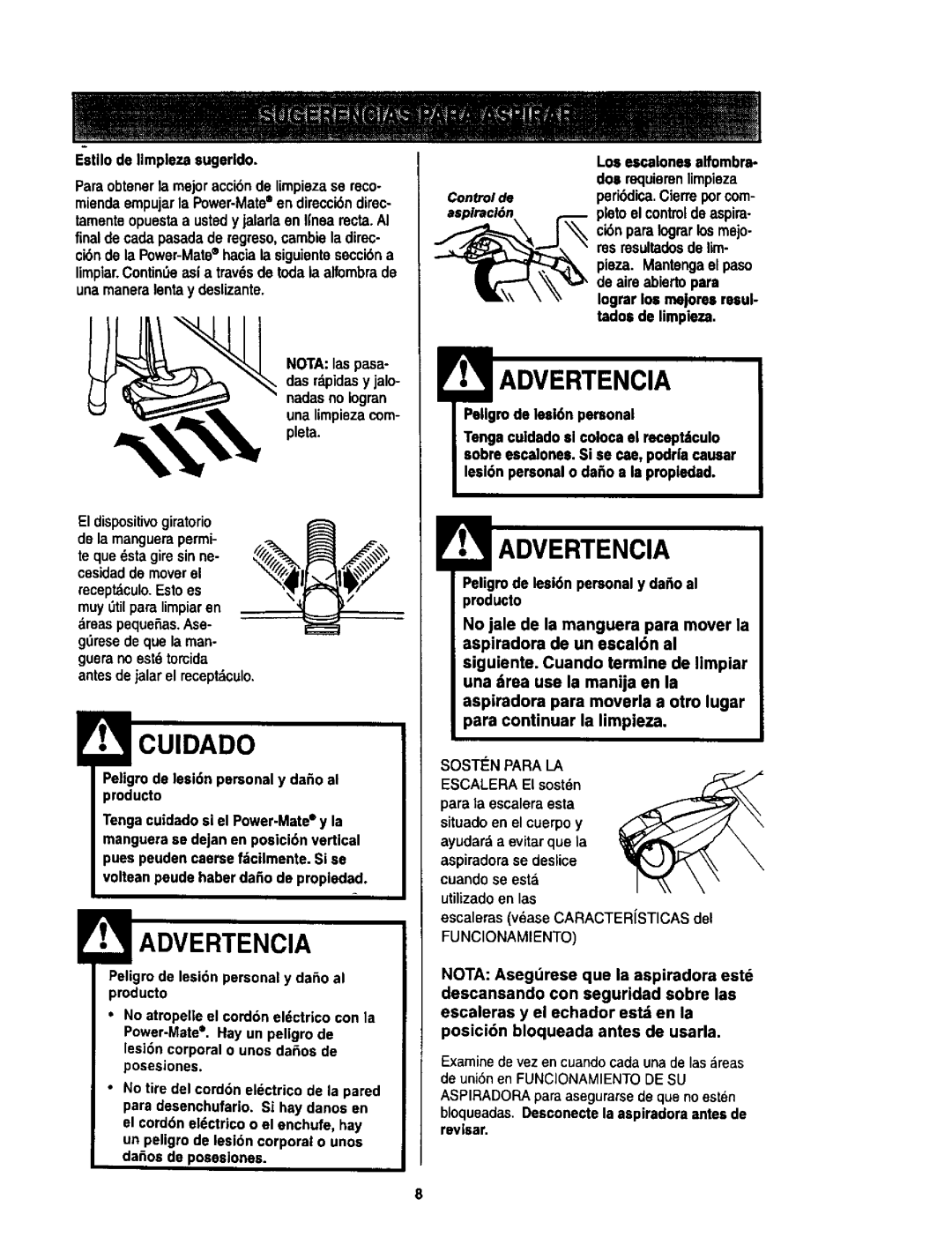 Kenmore 614 Pallgm de lesl6n personal, Peligrode lesi6n personal y dao al producto, Escaleras vase CARACTERiSTICAS del 