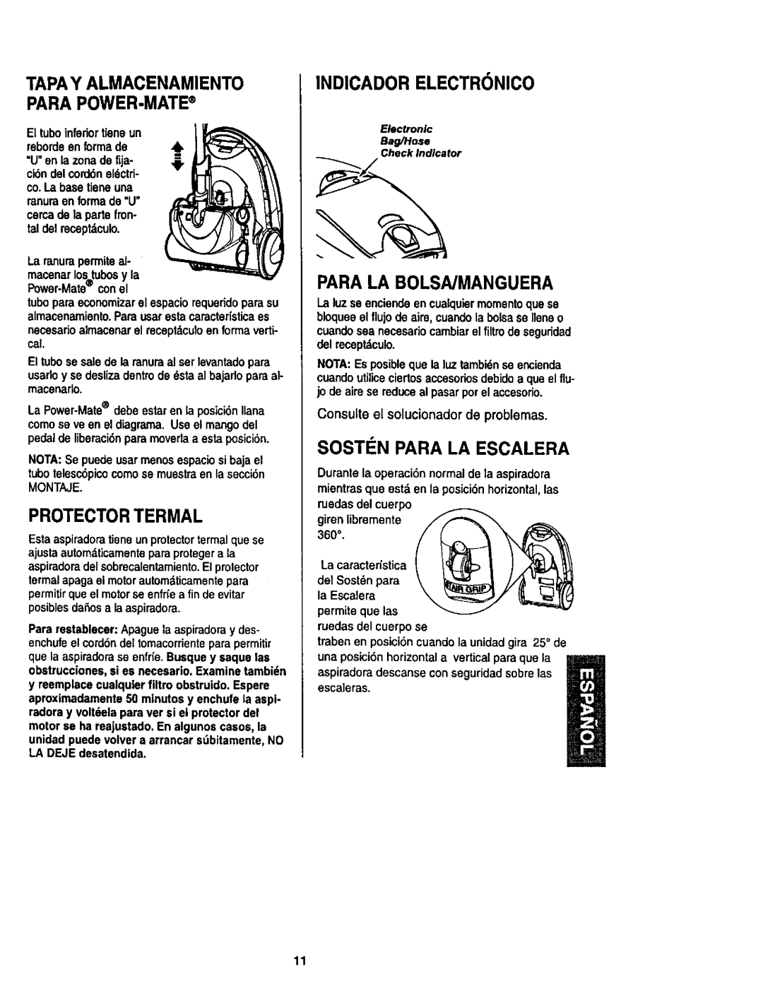 Kenmore 624, 614 Tapay Almacenamiento Para POWER-MATE, Protectortermal, Indicador Electr Nico, Para LA BOLSA/MANGUERA 