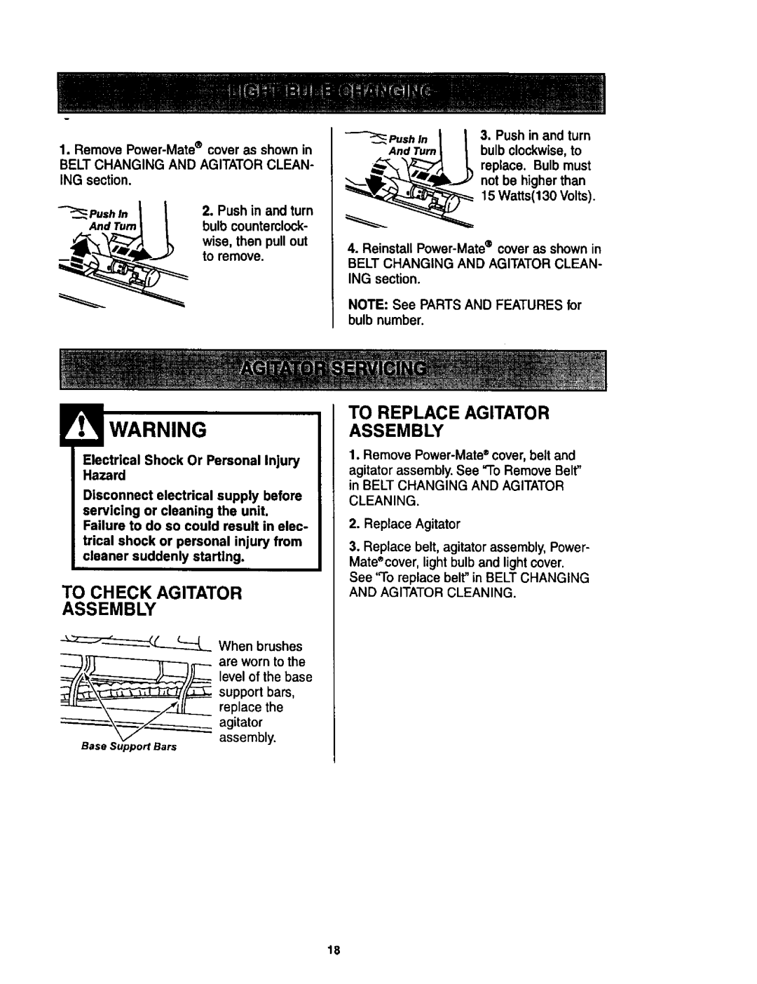 Kenmore 614, 624 owner manual To Check Agitator Assembly, To Replace Agitator Assembly, II 3. Push in and turn 