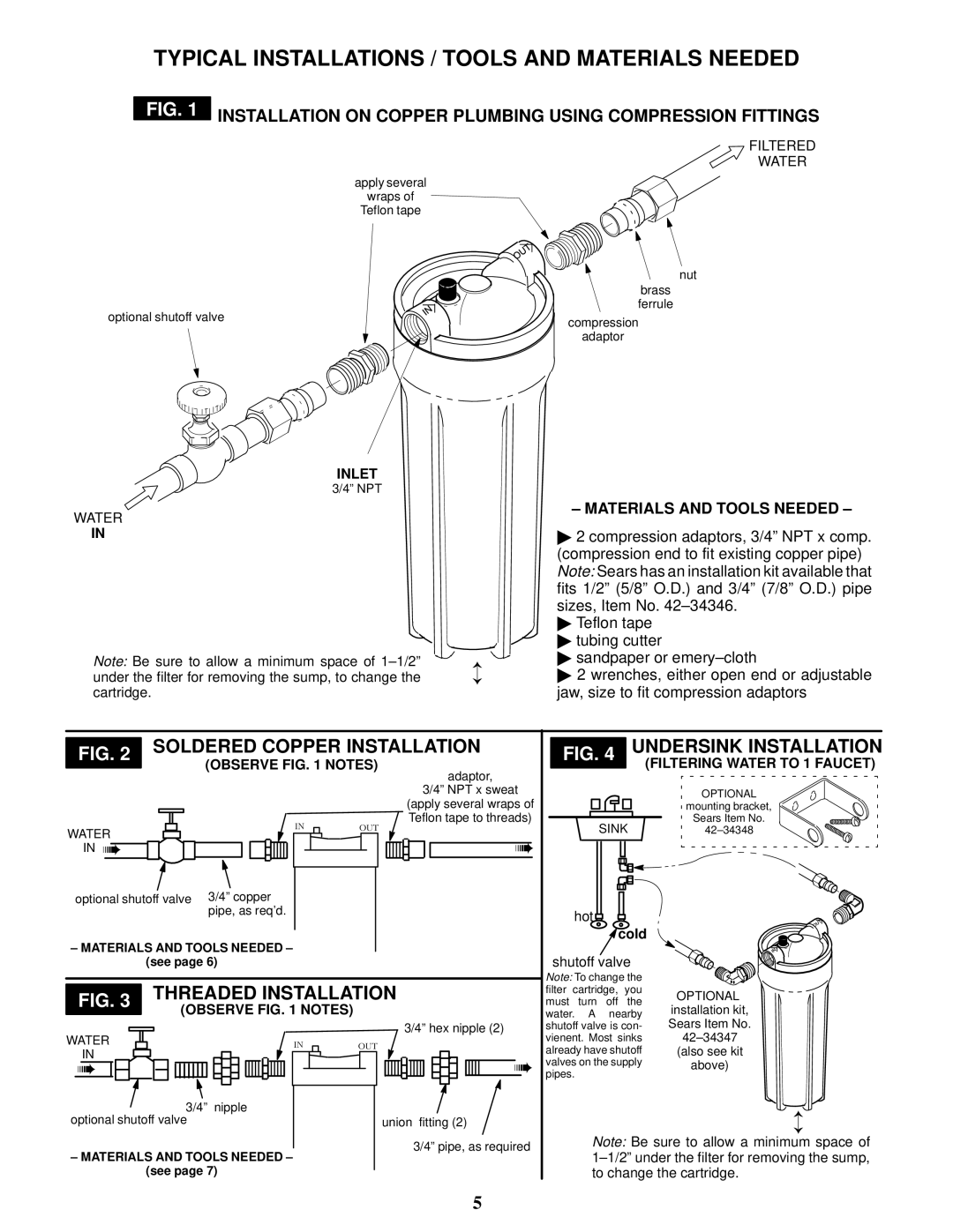 Kenmore 625.343400 operating instructions Typical Installations / Tools and Materials Needed 