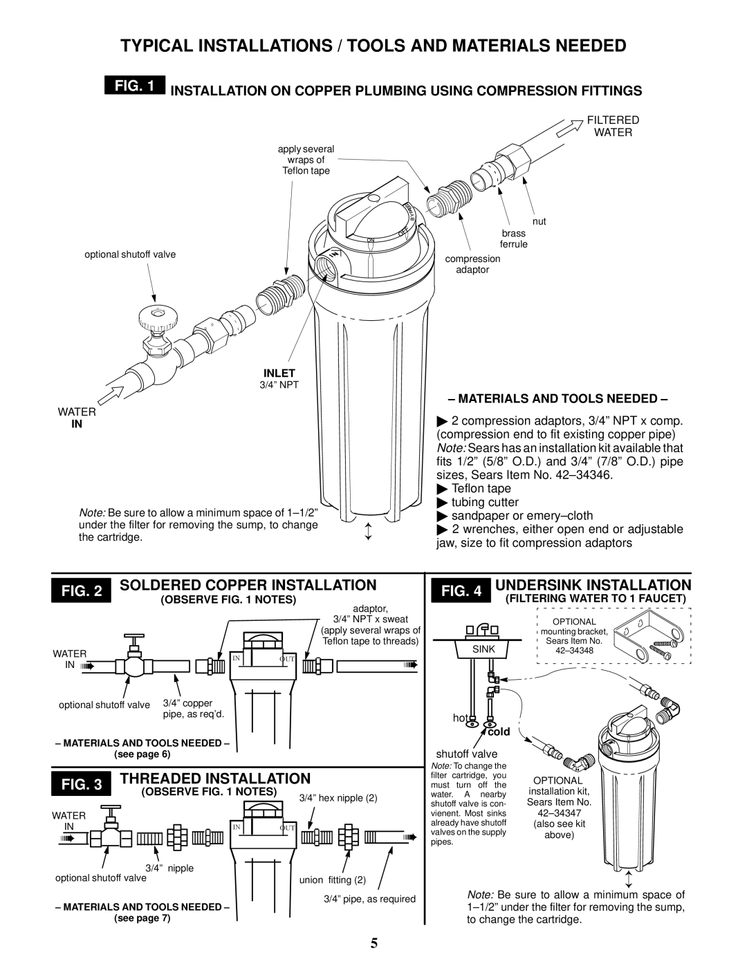 Kenmore 625.343420 operating instructions Typical Installations / Tools and Materials Needed 