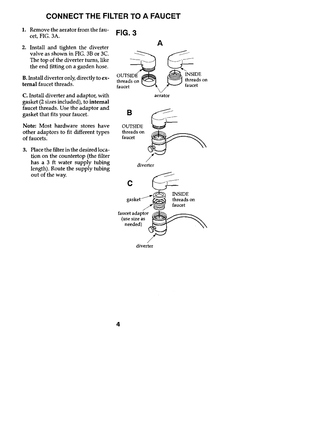 Kenmore 625.34551 owner manual Connect the Filter to a Faucet 