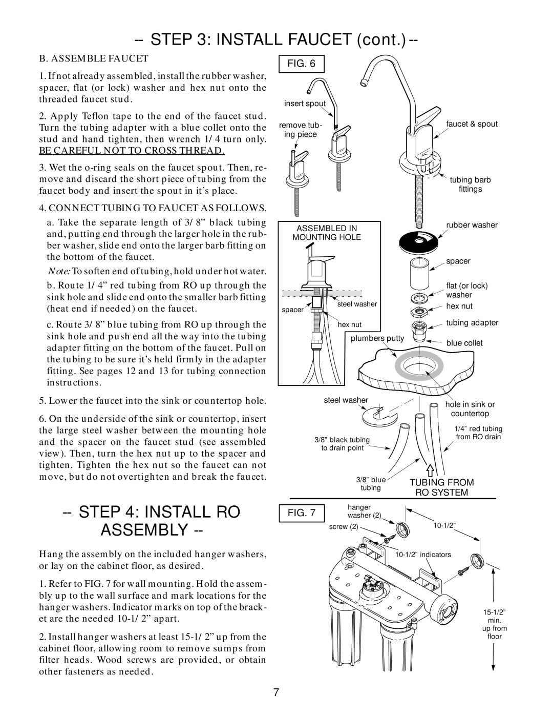 Kenmore 625.347001 owner manual Install RO Assembly, Assemble Faucet 