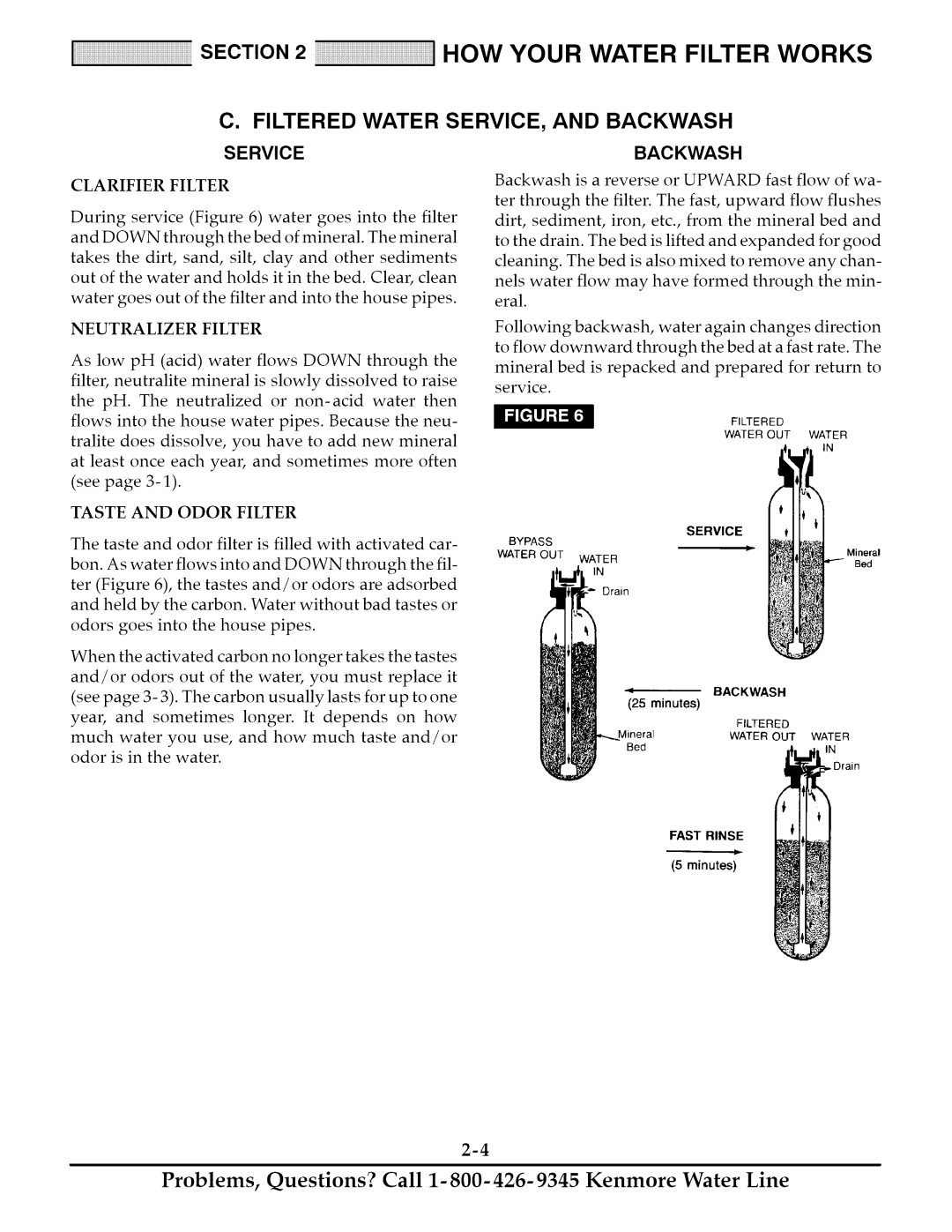 Kenmore 625.348252 Filtered Water SERVICE, and Backwash, Clarifier Filter, Neutralizer Filter, Taste and Odor Filter 