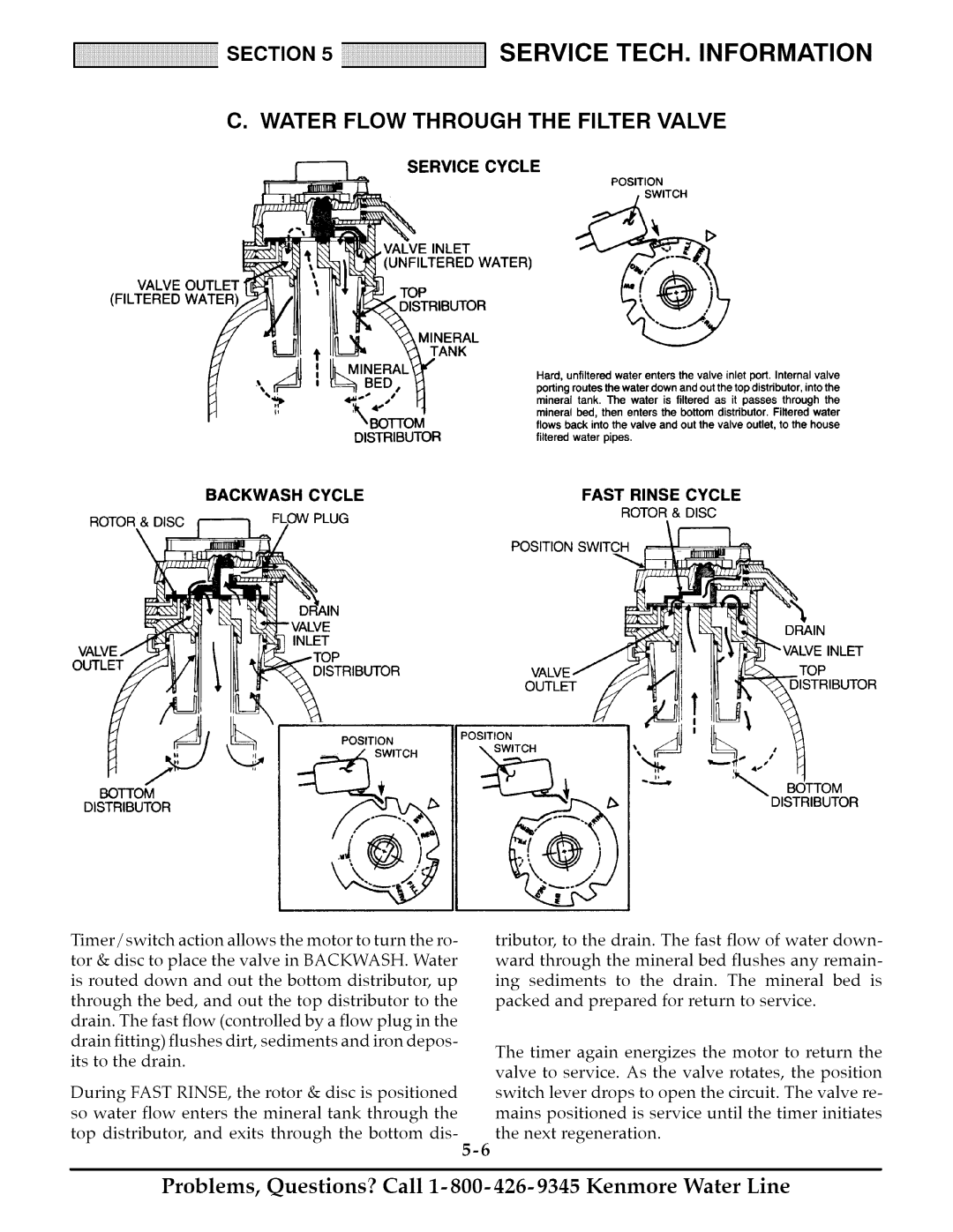 Kenmore 625.348235, 625.348252, 625.348242 owner manual Water Flow Through the Filter Valve, Backwash, Rinse 