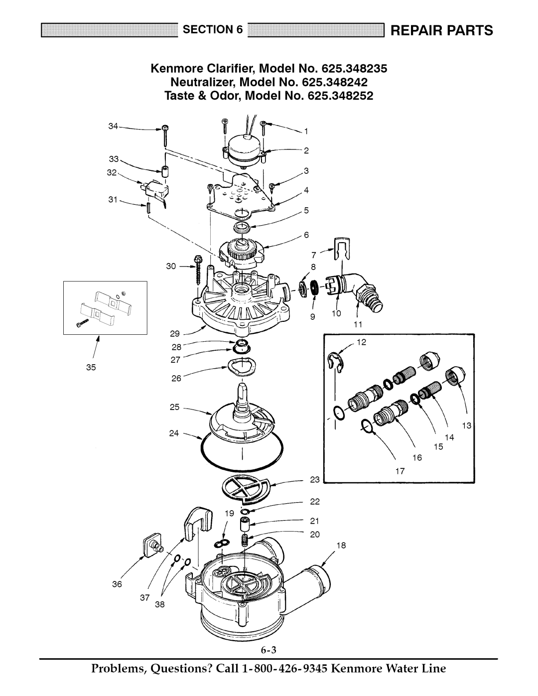 Kenmore 625.348235, 625.348252, 625.348242 owner manual Problems, Questions? Call 1-800-426-9345 Kenmore Water Line 