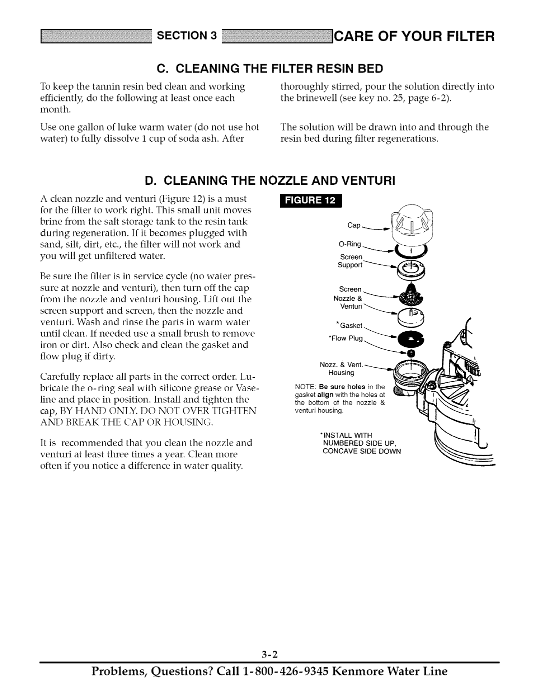 Kenmore 625.348261 owner manual Cleaning the Filter Resin BED, Nozzle and Venturi 