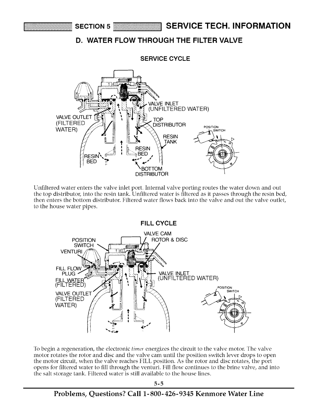 Kenmore 625.348261 owner manual Water Flow Through the Filter Valve, Service Cycle 