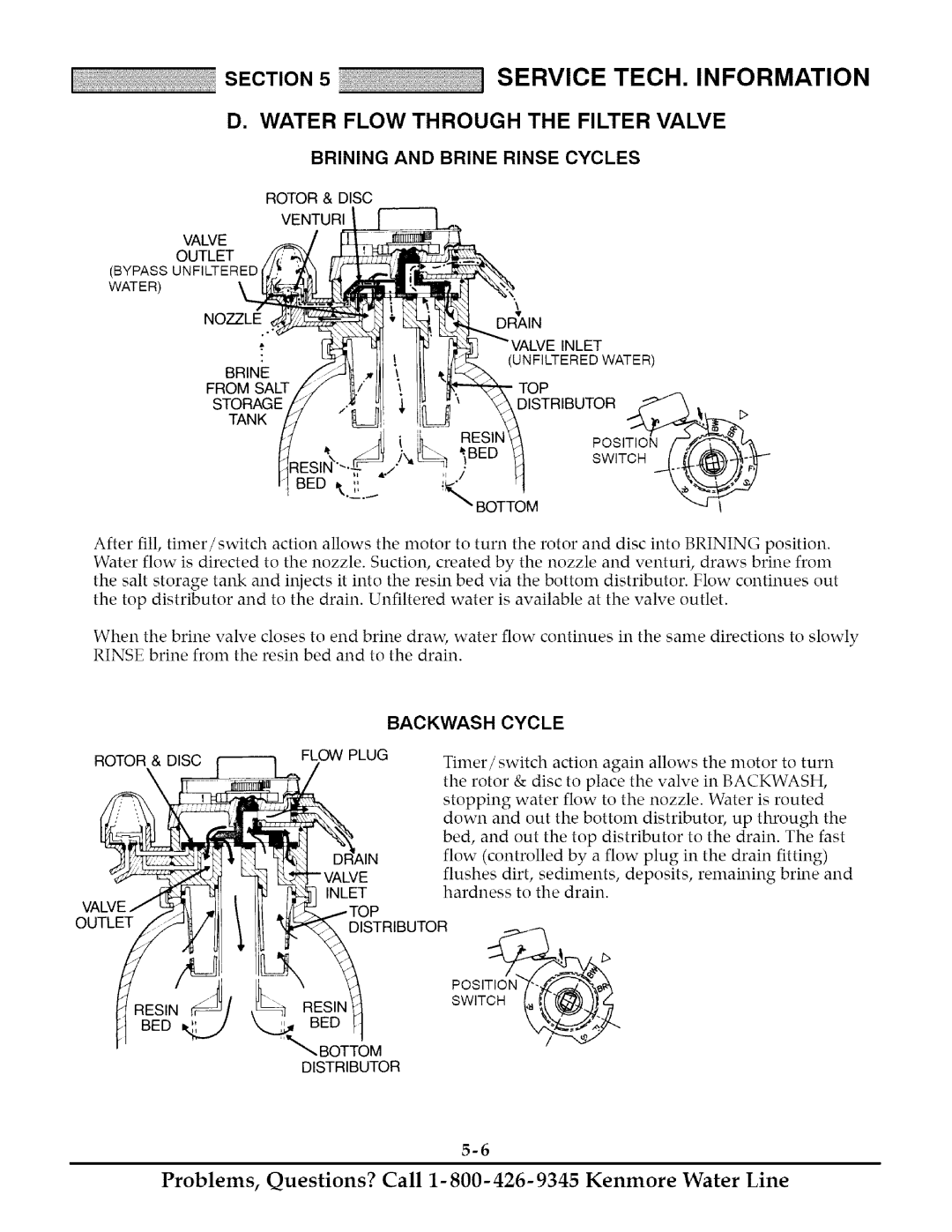 Kenmore 625.348261 owner manual Brining and Brine Rinse Cycles, Brine From Salt Storage Tank 