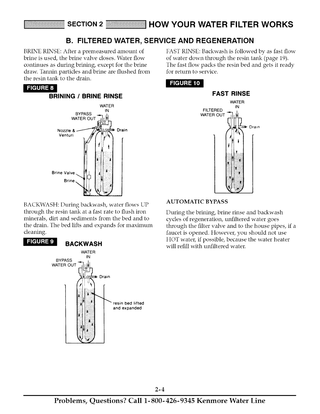 Kenmore 625.348261 How Your Water Filter Works, B. Filtered Water, Service And Regeneration, Brining / Brine Rinse 