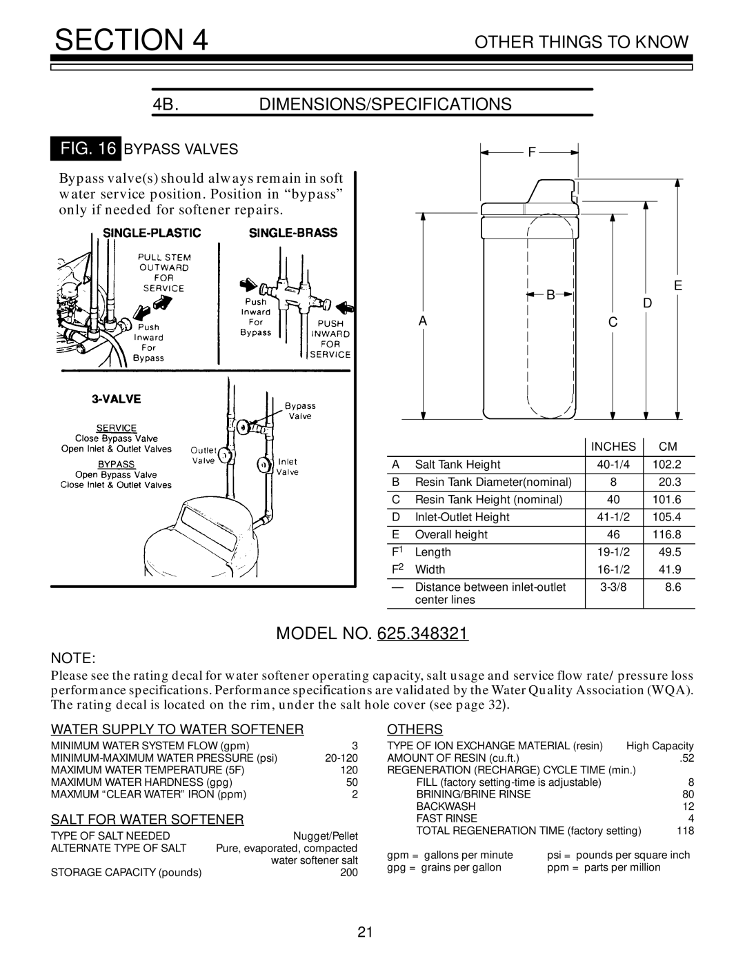 Kenmore 625.348321 owner manual Other Things to Know 4B. DIMENSIONS/SPECIFICATIONS, Inches 